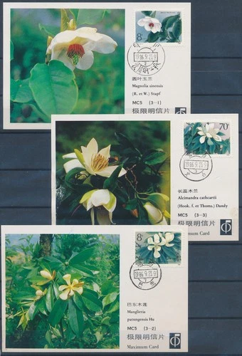 XE62436 China 1986 flowers nature maxicards used