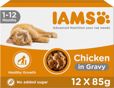 IAMS Kitten Wet Cat Food Chicken in Gravy 12 x 85g 1 count (Pack of 12) 7.14 per kilo