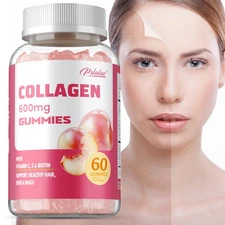 Collagen Gummies 600mg - Vitamin C,Biotin- Anti-aging,Healthy Skin and Whitening
