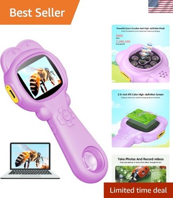 Portable Kids Microscope with 500X Magnification & Photo Function for Ages 3-12