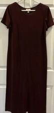 Talbots Medium Burgundy Short Sleeve Midi Dress Made In The Usa