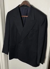 Canali Dark Blue Double Breasted Peak Wool Blazer Jacket Mens 54 / 44R ITALY