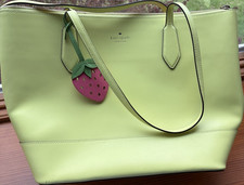 Large Kate Spade Yellow Purse with Strawberry Charm