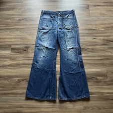 Vintage 40s 50s US Navy Dubbleware Jeans Bellbottom Denim Dungaree USN 32x28.5