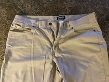 CHAPS 5-Pocket Twill Pants Straight Leg Casual Khakis Beige Size 36x34 Mens