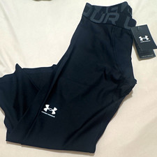 Under Armour HeatGear Boys YL Black Fitted Compression Leggings Elastic Waist