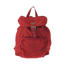 Prada Nylon Tessuto Logo Backpack Women Red One Size 651484