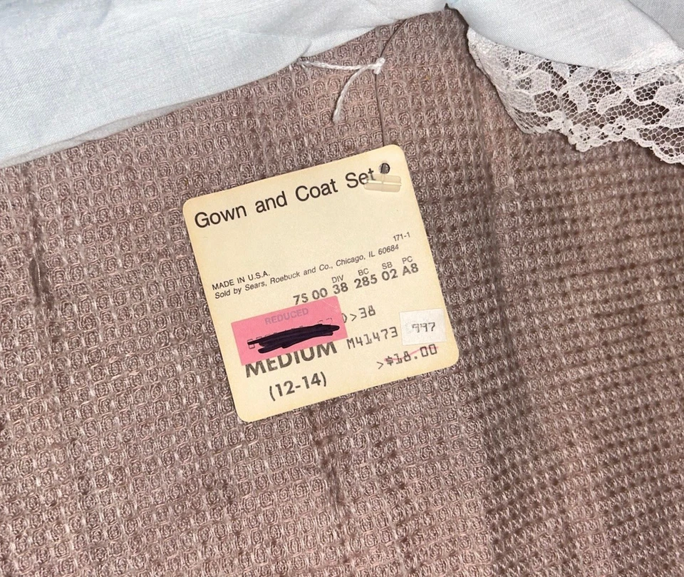 Conjunto Peignoir Camisón y Bata de Encaje Azul De Colección Sears Años 60 70 Talla M 12-14 *NUEVO CON CAJA* Foto 4 de 4
