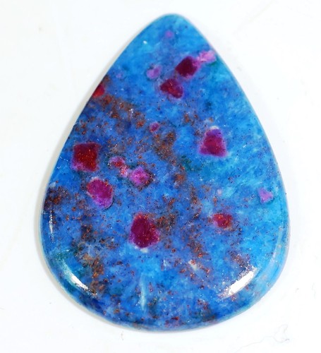 Summer offer Natural Red Ruby Sapphire In Blue Kaynite Pear Cabochon Gemstone - Picture 24 of 29