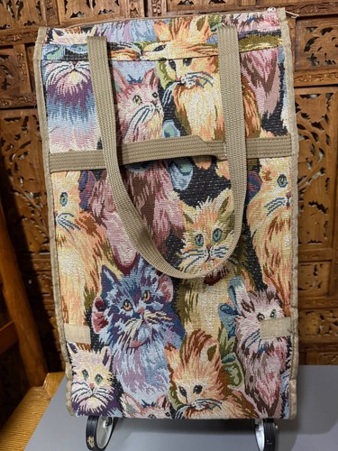 Vintage Cat Tapestry Portable Travelgear/Shopping Fold Up Bag w/Wheels