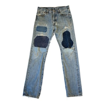 Vintage Levi s 501 Patchwork Jeans Mens 30x34 Button Fly Y2K Actual 31x32