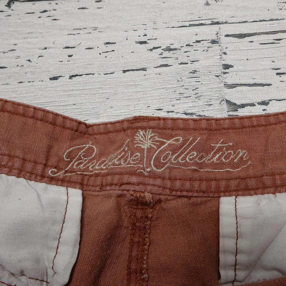 Paradise Collection Shorts Mens 40 Rust Linen Blend Cargo Pockets Casual Summer - Image 2 of 4