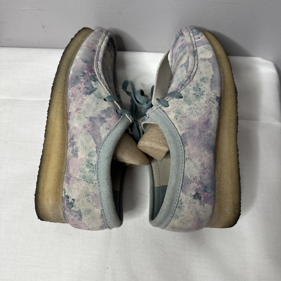 Clarks Originales Gamuza Azul Lila Acuarela Wallabee Corbata de Encaje Mocasines Retro 8M Foto 4 de 4