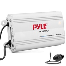 Pyle Auto PLMRMB4CW 4-Channel Marine Amplifier, 200W RMS, Bluetooth, White
