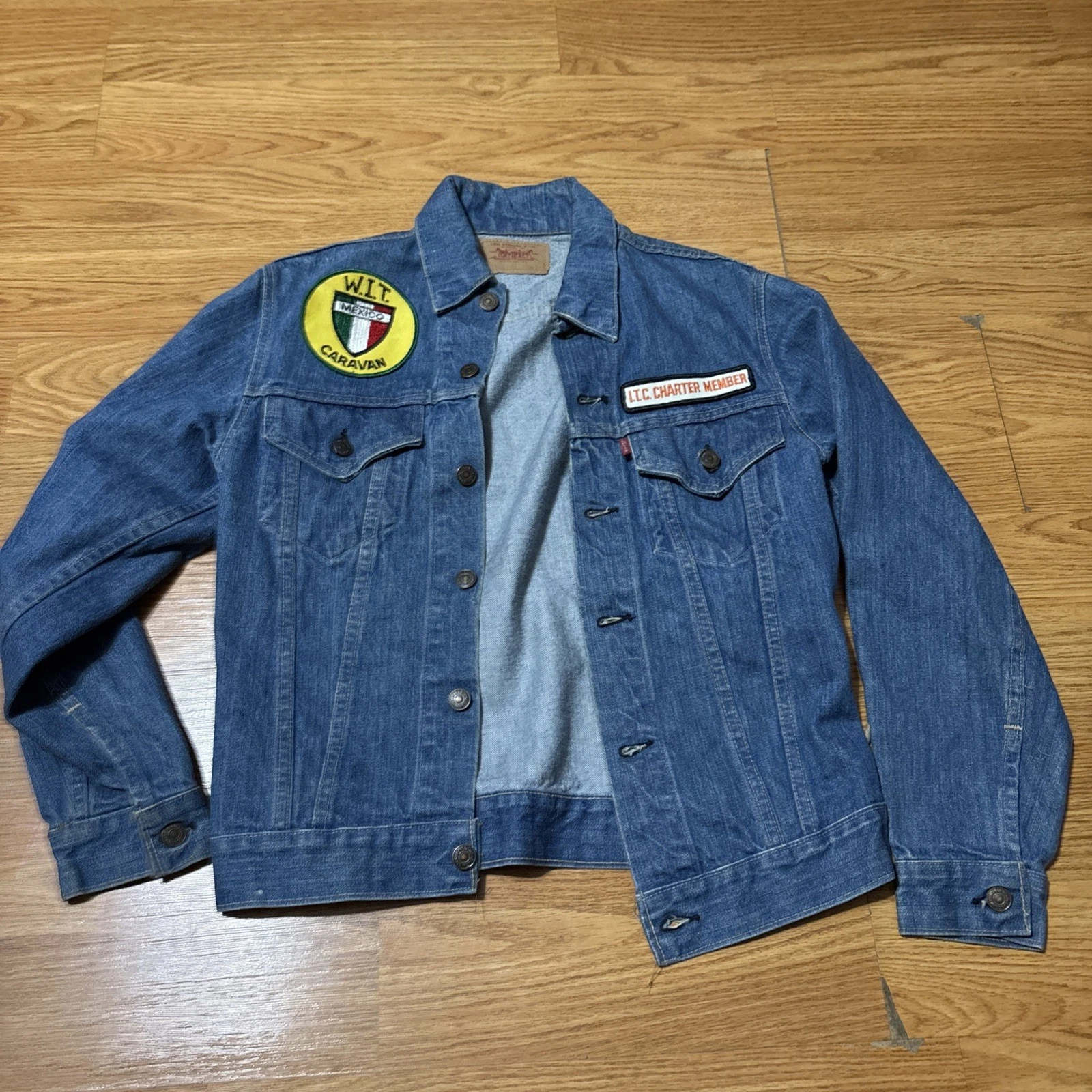 Levi Strauss Denim Jacket, Size 36 with patches