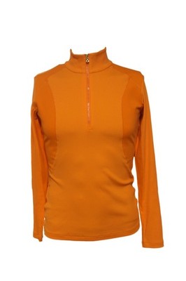 Bogner Womens Ski Sweater Pullover BENJA Orange Logo Zipper Gold Size 36 S