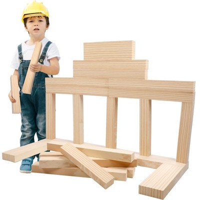 24 Pcs Foam Wooden Beam Soft Foam Brick Building Blocks Unit Fake Brick Build...