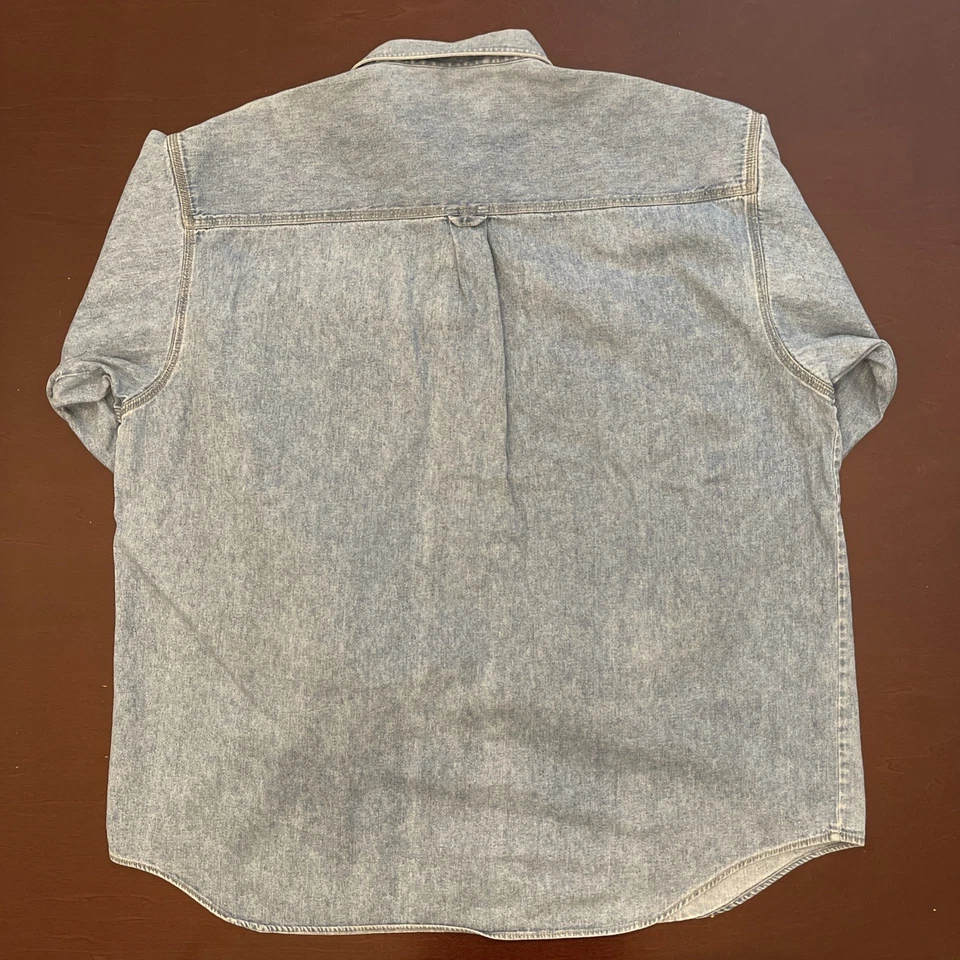Camisa Columbia Vintage 2XL Azul Denim Jean Lona Bolsillo Abotonado Manga Larga Foto 4 de 4
