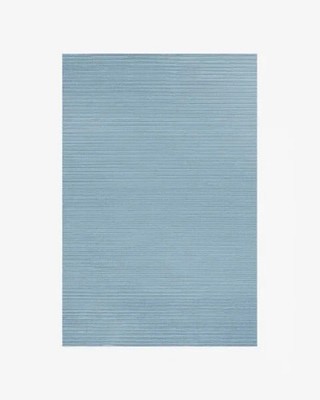Sky Blue Hand Tufted Area Rug 5x8 Minimalist Modern Solid Color Subtle Stripe