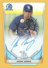 2014 Bowman Chrome #BCAP-KW Kean Wong Prospect Autographs Gold Refractor #/50