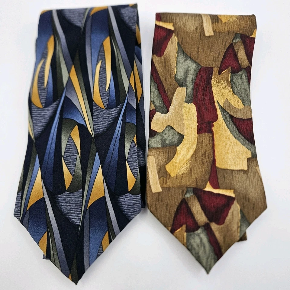 Cocktail Collection Tie Necktie Men's Lot of 6 Silk Blue Abstract Artsy Blue - Image 4 of 4