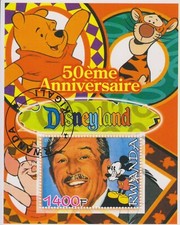 Timbres Walt Disney - Feuillet de timbres de Rwanda - TBE