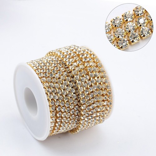 10Yards/roll 2mm-4.5mm Glitter Crystal Rhinestone Cup Chain for Dress Decoration - Picture 19 of 20