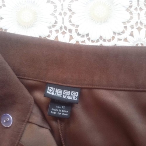 NTCO BROWN CAPRIS PANTS WILD LEG OPEN 15" FRONT ZIP POCKETS WOMEN'S 12 (A1) - Picture 6 of 11