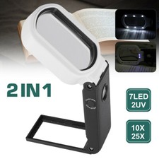 9 LED Magnifying Light 10/25X Magnifier Rechargeable Crafts Glass Lens Desk Lamp