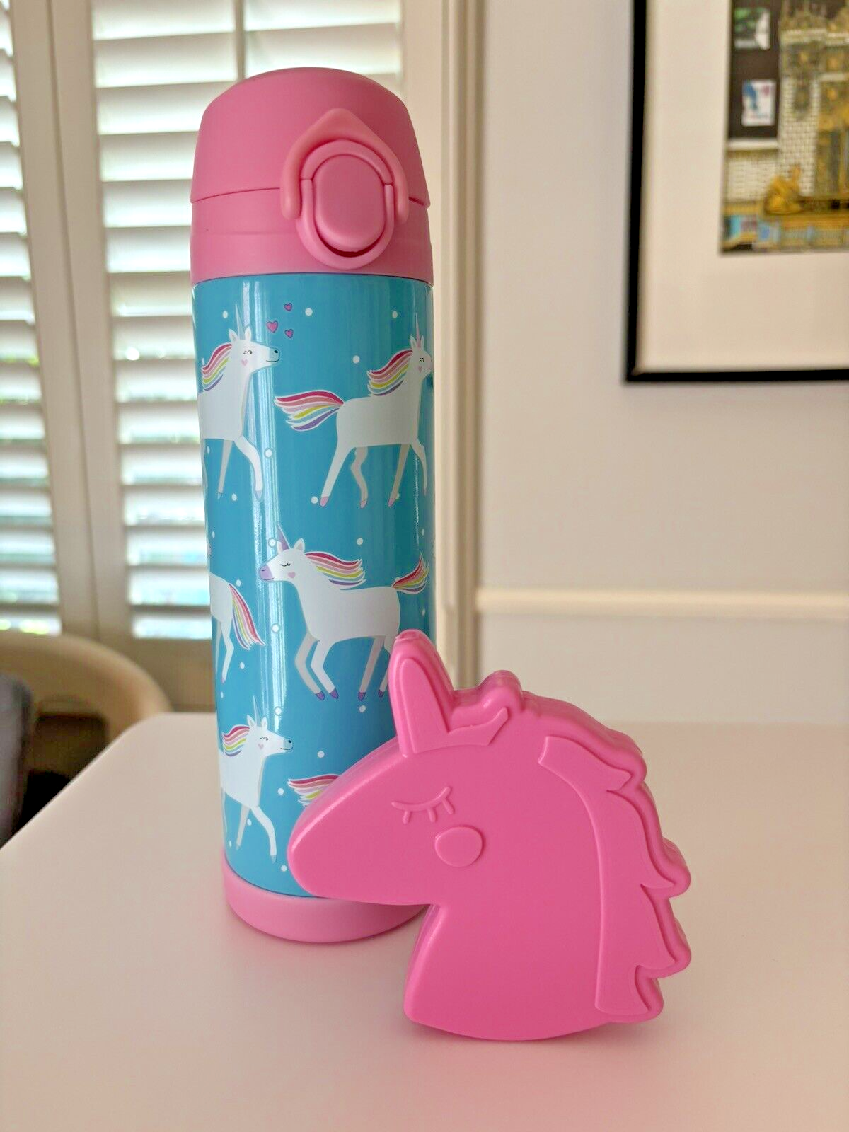 Ceramica Fienile Scuola Disney Unicorno Pony BOTTIGLIA ACQUA Arcobaleno + Set Borsa pre k.