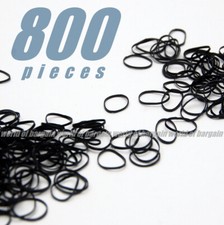 800 ct Glossy HAIR RUBBER BANDS 1/2" in Round Black Pony Tail Braiding Clip Band