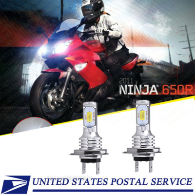 For Kawasaki Ninja 650R 2006-2011 650 2012-2019 -2X H7 6000K LED Headlight Bulbs
