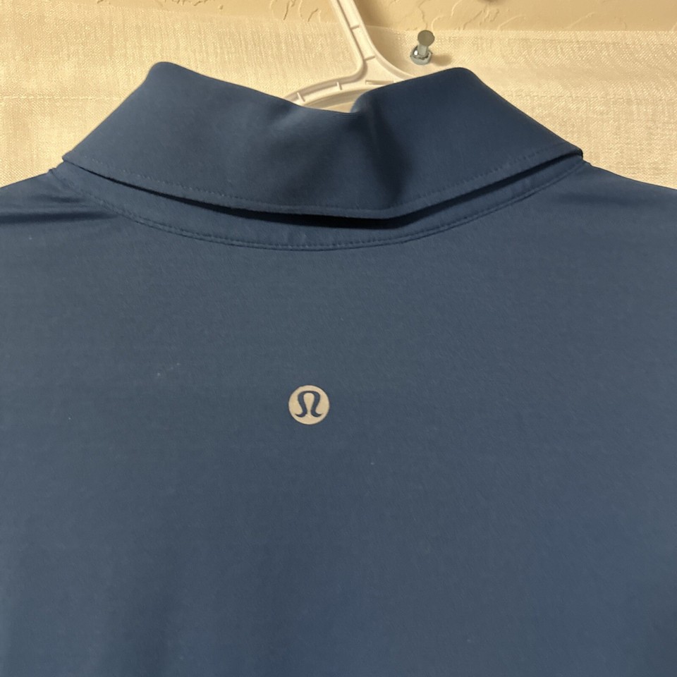 Lululemon Shirt Mens Large Navy Blue Polo Evolution Short Sleeve Golf