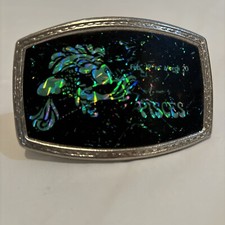 Zodiac Belt Buckle Prismatic Pisces 1970s Vintage, Distressed, Astrology