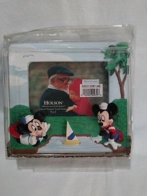 Holson Disney Lake 5x3 Picture Frame Mickey Mouse Minnie Mouse. B5