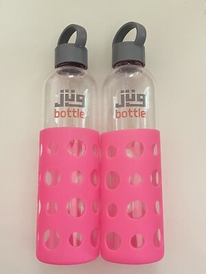 IKEA  jüg bottle  20 oz BPA free Glass Water Bottles w/Silicone Sleeve X 2
