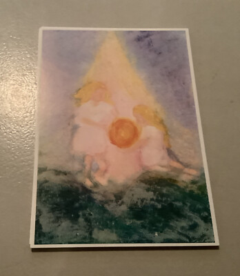 1 Postkarte, Am Morgen / Kinder und Sonne, Hannelore Jach, Ölkreide, Neu