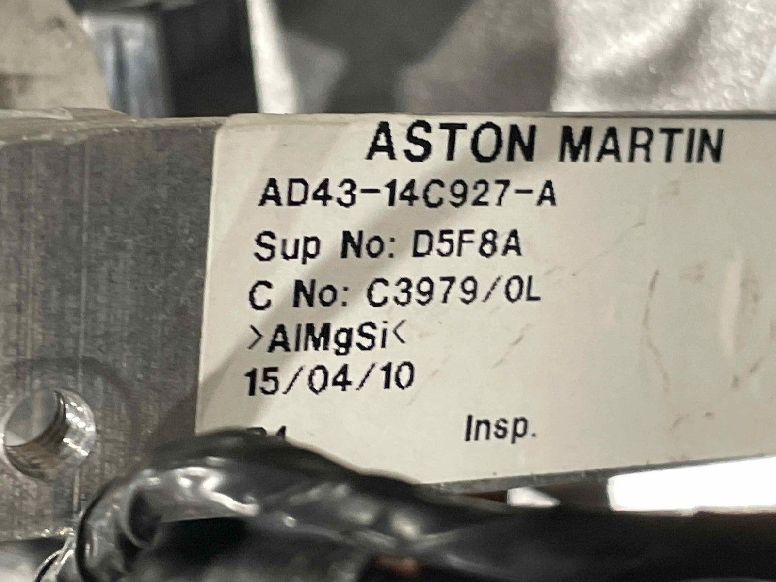 2010 Aston Martin Rapide Drivers Left Rear Door Quantum Silver Ad43-66-10127