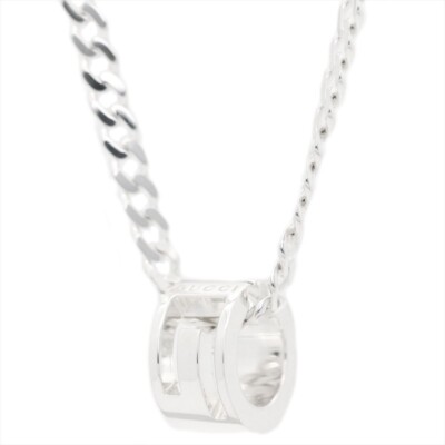 GUCCI Necklace Open G Ring Pendant Ag925 Flat Link Chain Mint