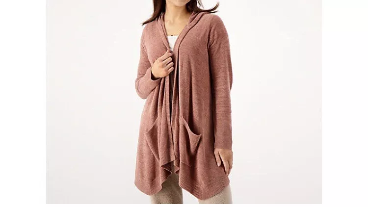 Barefoot Dreams CozyChic Ultra Lite Hooded Seashore Cardigan A476513 Clay XL