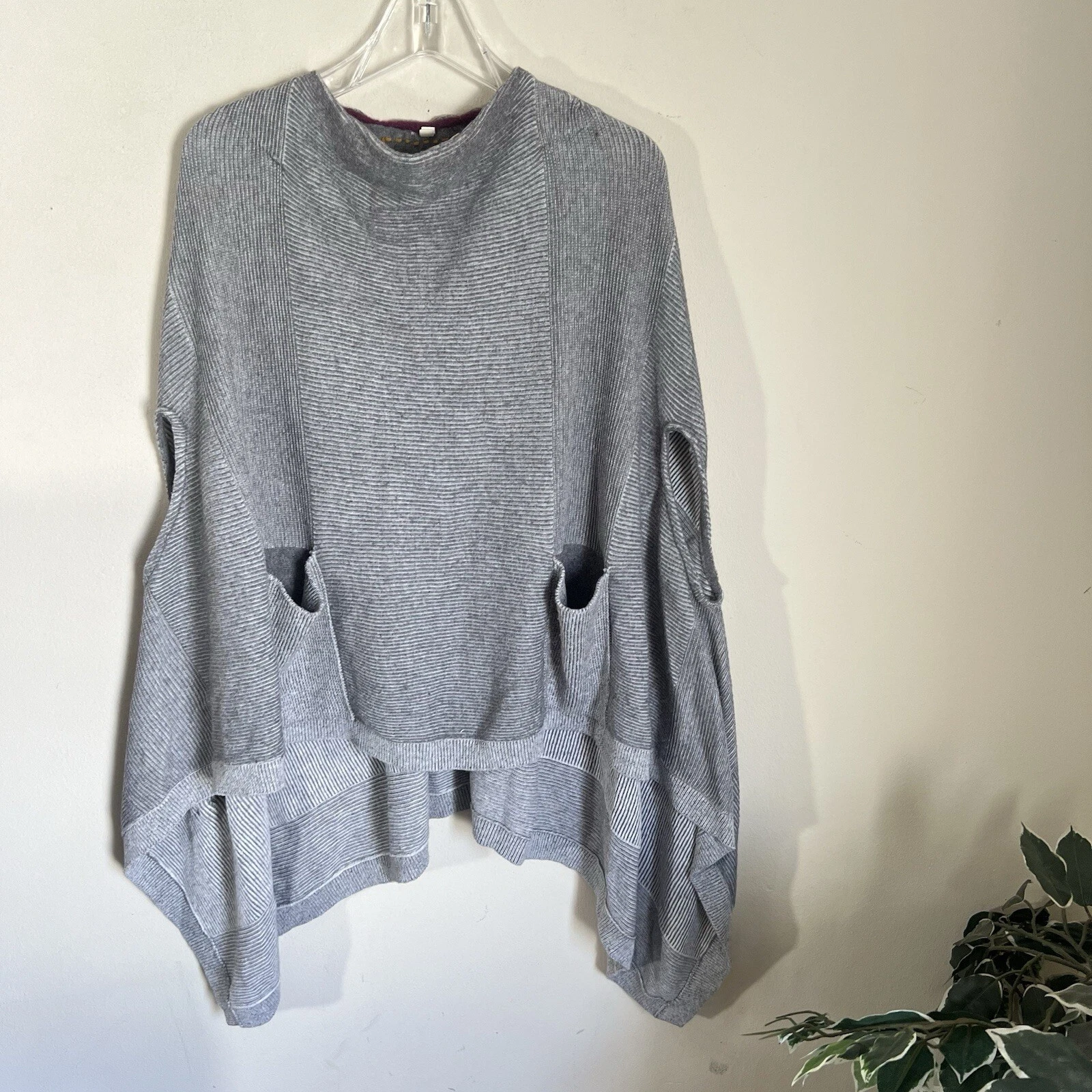 Anthropologie MOTH Madison Park Cape Poncho Gray Cotton Cashmere Wool Blend XS/S
