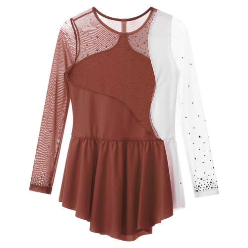Kids Girls Leotard Rhinestone Dance Dress Ice Roller Gymnastics Skating Outfit - Picture 69 of 98