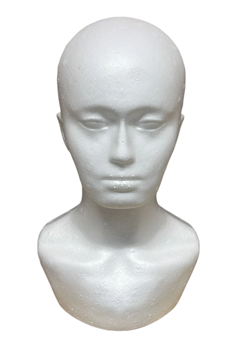 POLYSTYRENE WIG HEAD WITH SOULDER STYROFOAM FOAM MANNEQUIN (WHITE)