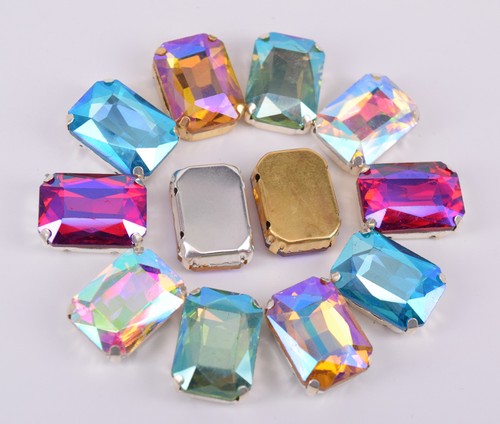 Joyas rectangulares de vidrio facetado diamantes de imitación de vidrio con ajuste AB color 50 piezas - Imagen 1 de 12