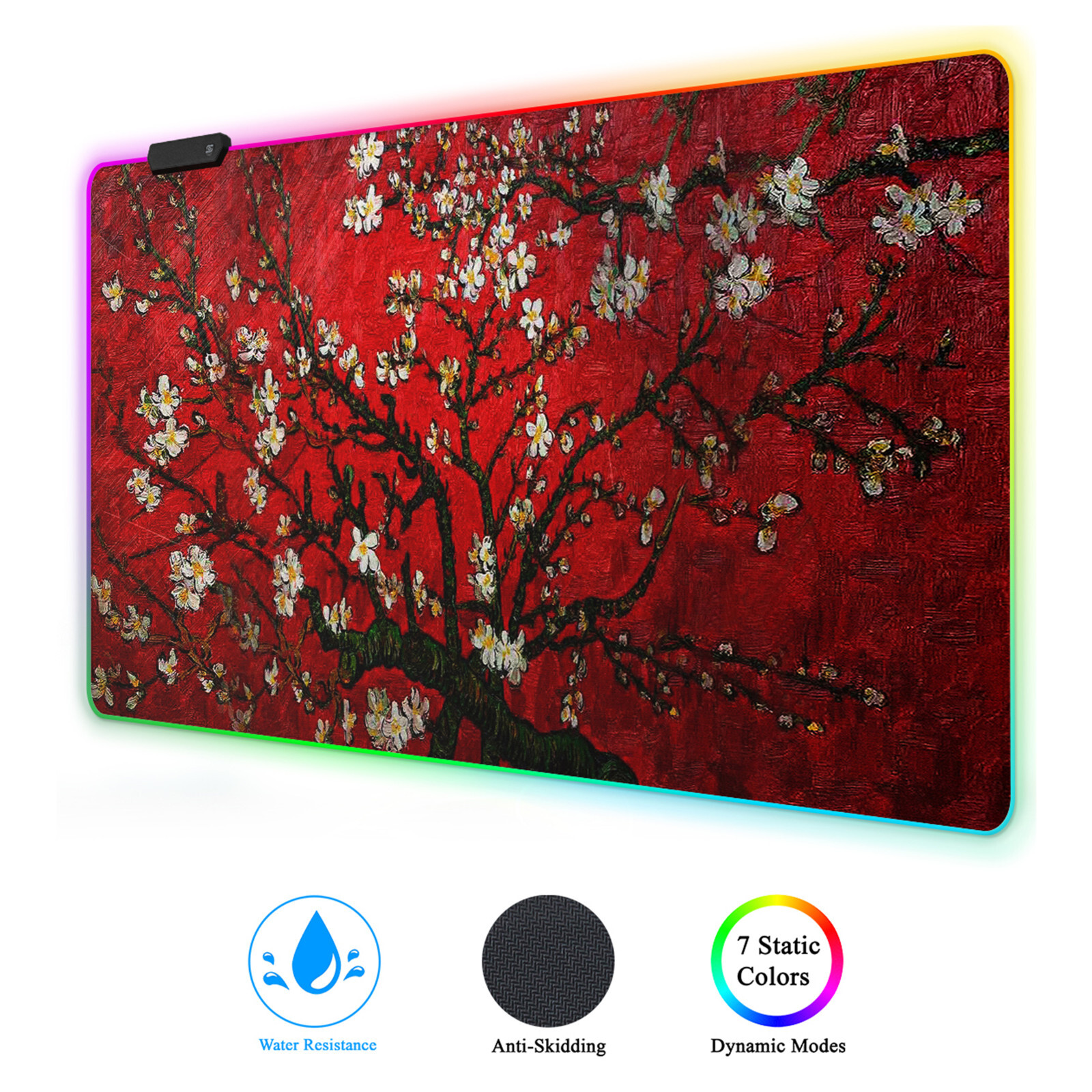 Large RGB LED Gaming Mouse Pad with Cool Design - 23.6x13.7 Inch Desk Mat-image