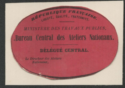 1848 - Nationale Werkstätten. Zentraldelegiertenkarte