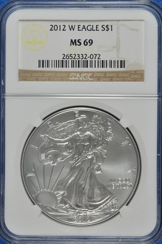 2012 W Burnished $1 Silver Eagle NGC MS 69 (Brown Label)