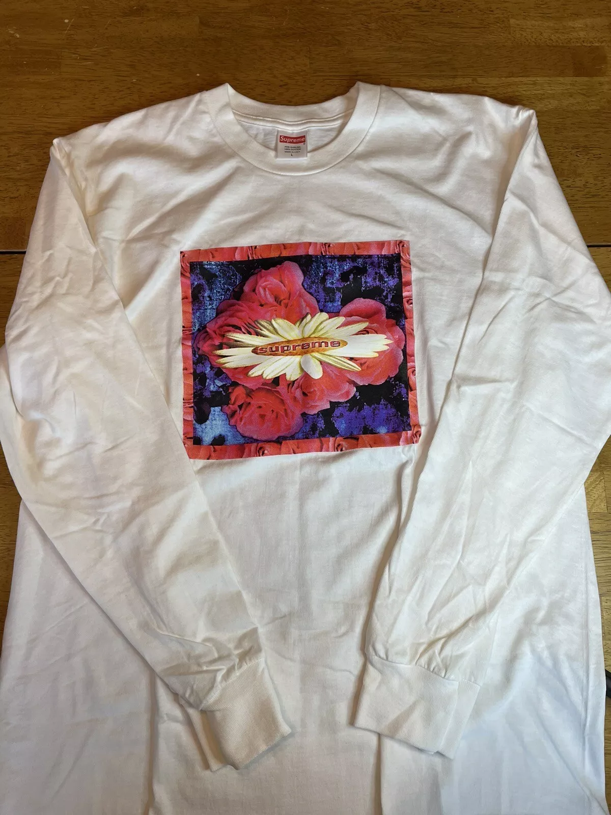 T shirt Supreme Bloom L/S blanc taille grande FW17 flambant neuf