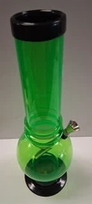 12" ACRYLIC PLASTIC BUBBLE 2 RINGS HOOKAH WATER PIPE BONG THUMB CARB 2"M LGREEN