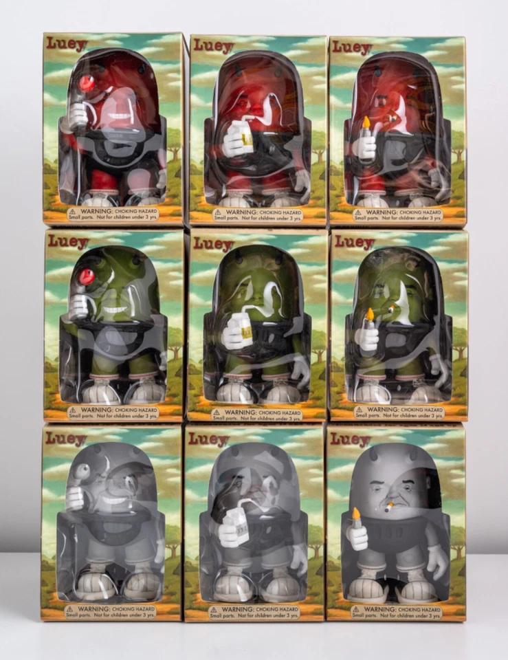 Juego Completo de 9 Luey por Bob Dob & STRANGECO Rojo Verde Gris Nuevo en Caja Edición 100 Foto 2 de 4